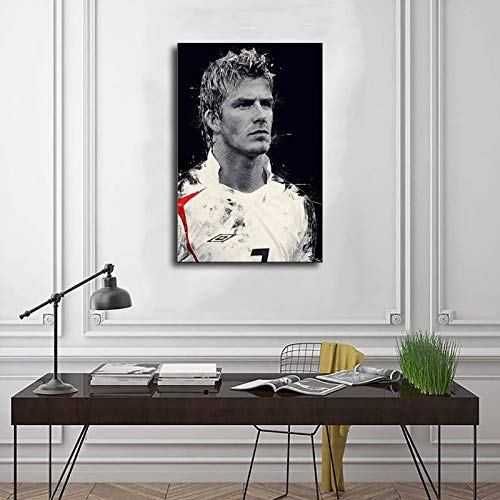 Póster de futbolista David Beckham negro con 5 carteles de lona para decoración de la sala de estar, dormitorio, marco de 40 x 60 cm