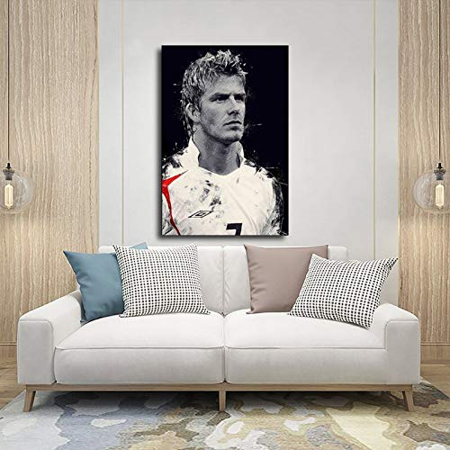 Póster de futbolista David Beckham negro con 5 carteles de lona para decoración de la sala de estar, dormitorio, marco de 40 x 60 cm