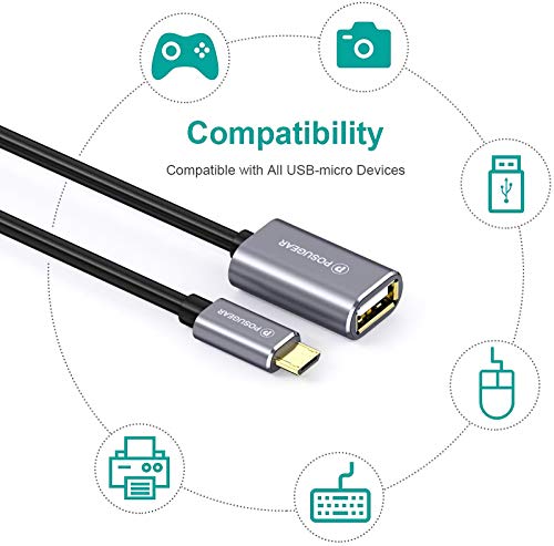 POSUGEAR Cable OTG, Adaptador Micro USB 2.0 Macho a USB Hembra para Samsung Galaxy S7/S6, Galaxy Note 5,Google Nexus et Android Smartphones/Tablettes