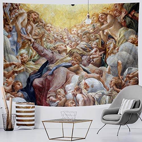 PPOU Tapiz de Iglesia Cristiana Colgante de Pared ángel Escena psicodélica Tapiz decoración Bohemia Manta Tela Colgante A7 100x150 cm