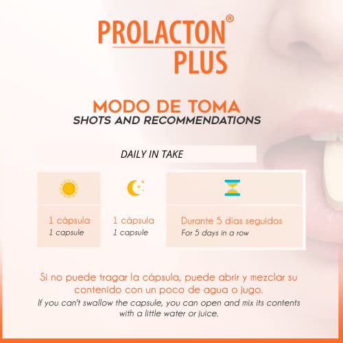 PROLACTON PLUS Probioticos y Prebioticos Intestinales + Enzimas Digestivas + Vitamina C – Salud de la flora intestinal – Lactobacillus y Bifidobacterias Bromelina Amilasa y Lipasa - 15 Capsulas