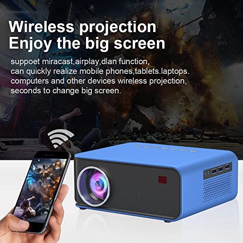 Proyector admite Full HD 1080P, Reproductor Youtube Instalado, Mini proyector 6500L, proyector de Video Compatible con teléfonos Inteligentes, Dispositivo USB HDMI AV TV, proyector de Cine casa, Azul