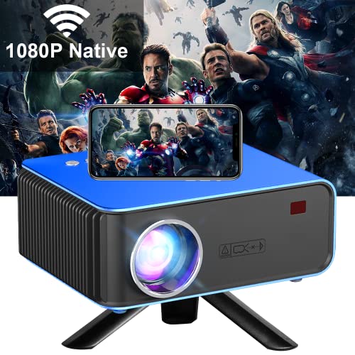 Proyector admite Full HD 1080P, Reproductor Youtube Instalado, Mini proyector 6500L, proyector de Video Compatible con teléfonos Inteligentes, Dispositivo USB HDMI AV TV, proyector de Cine casa, Azul