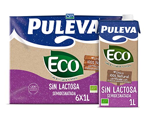 Puleva Eco Leche sin Lactosa Semidesnatada, 6 x 1L