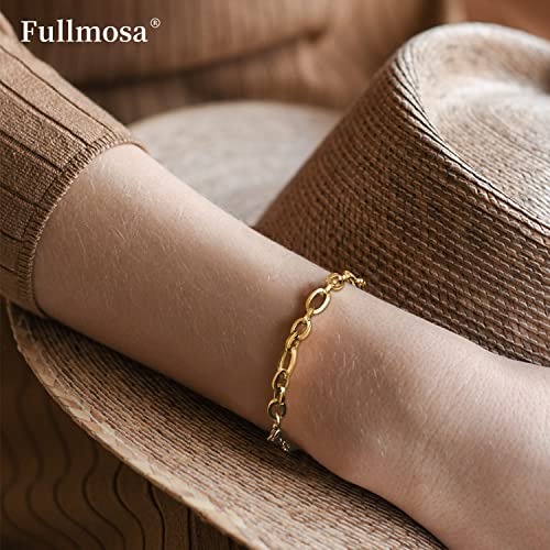 Pulsera de cadena Fullmosa de 7 mm, pulsera de eslabones Figaro/Cuban/Chunky para mujer, joyería de moda chapada en oro de 18 quilates