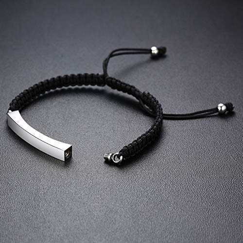 Pulsera De Cenizas De Cremación,Joyería De Cremación Cadena De Cuerda Negra Puños De Pareja Pulsera Conmemorativa Urna Ashes Locket Holder para Mascota Pulsera De Recuerdo Humano Mujeres Hombres