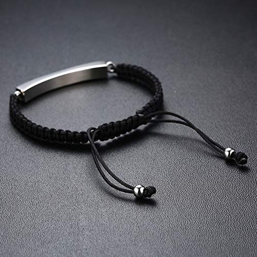 Pulsera De Cenizas De Cremación,Joyería De Cremación Cadena De Cuerda Negra Puños De Pareja Pulsera Conmemorativa Urna Ashes Locket Holder para Mascota Pulsera De Recuerdo Humano Mujeres Hombres