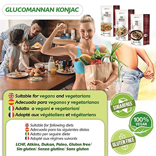 PureRice Arroz Konjac Sin Gluten 10 Pack 200 gramos | Vivir Sin Gluten Con Harina Gluten Free Con La Pasta Contra Intolerancia Gluten | Bajo En Calorias Y Carbohidratos