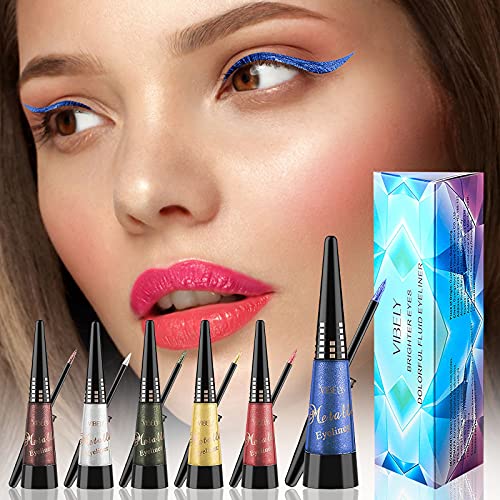 QAZXC Eyeliner líquido con purpurina, 6 colores, resistente al agua, duradero, colorido, 10 ml (rojo, talla única)