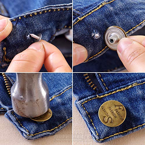 Qixuer 100 Piezas Botones para Vaqueros,Juego de Botones para Pantalones Botones Jeans de Metal Botones de Jeans para Reparaciones de Ropa Chaquetas Correas y Costuras 20mm (Bronce)