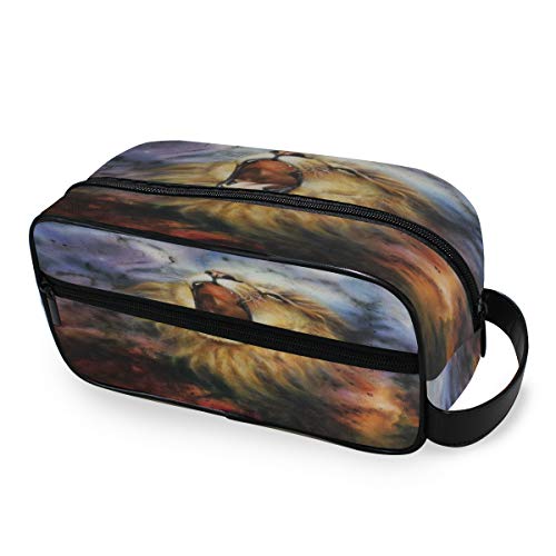 QMIN - Neceser portátil de Nebulosa Abstracta con diseño de león rubiante, Bolsa de Viaje multifunción, Bolsa de Maquillaje, Bolsa de Almacenamiento para niños, niñas, Mujeres, Hombres