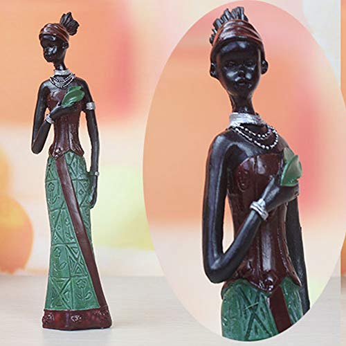 QOTSTEOS 3 piezas figuras africanas escultura, estatua africana vintage exótica dama arte africano artesanía muñecas adornos resina señora estatua decoración del hogar