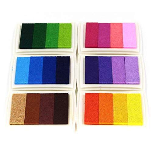 Rainbow Craft Finger Almohadillas de tinta Sellos de flores 24 Colores de bricolaje para sello de goma DIY Scrapbooking y decoración de tarjetas (patrón de encaje)