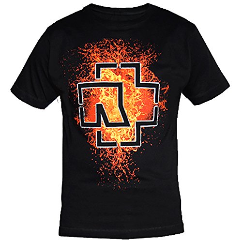 Rammstein - Camiseta con logo, diseño de lava negro M