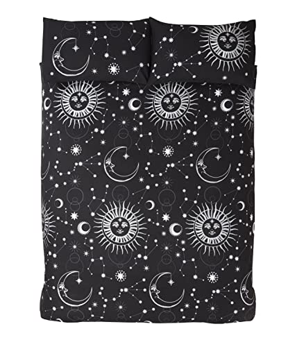 Rapport Home Celestial - Juego de Funda nórdica (polialgodón, Individual), Color Negro