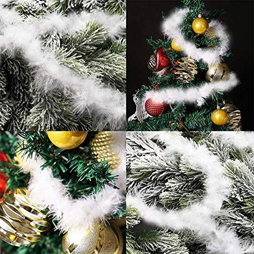 RASHION - Boas de plumas blancas para árbol de Navidad - Guirnaldas de peluche, tiras para decoración de árbol de Navidad o fiestas, 5 unidades de 2 m