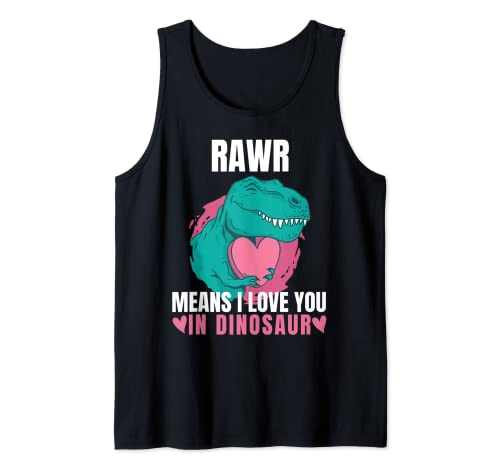 Rawr significa que te amo en dinosaurio lindo T-Rex Valentine Love Camiseta sin Mangas