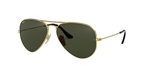 Ray-Ban Aviator Large Metal, Gafas de sol para Hombre, Dorado (Green Classic), 62