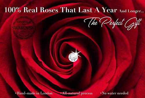 Real Roses That Last A Year - White Velvet Box with Swarovski Crystals (Light Blue)