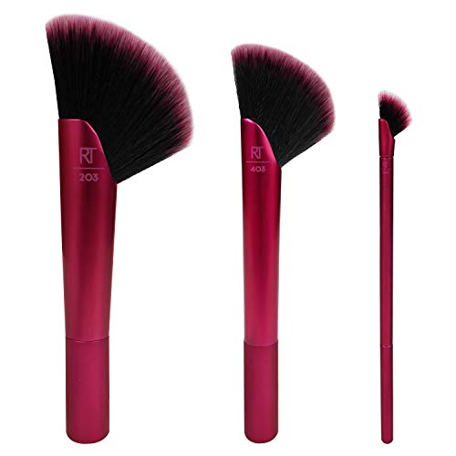 Real Techniques Rebel Edge Trio - Kit Completo de Brochas Angulares 120 g, Rosa