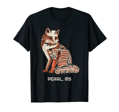 Red Tribal Fox Pearl Native American Obra de arte Camiseta