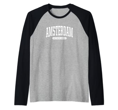 Regalo de recuerdo de Amsterdam Países Bajos Camiseta Manga Raglan