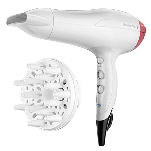 Remington Secador de Pelo Pro-Air Turbo - Iónico, Concentrador y Difusor, 3 Temperaturas, 2 Velocidades, 2400 W, Blanco - D5226