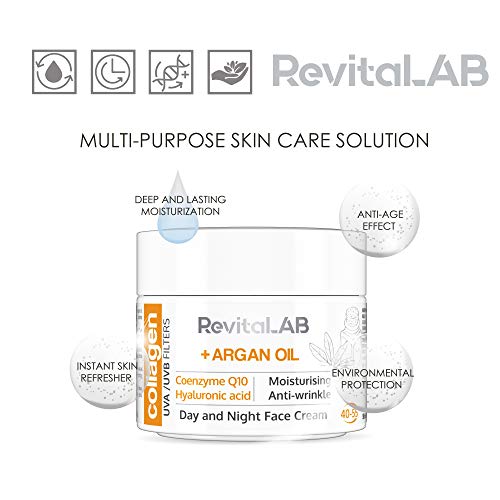 RevitaLAB +Argan Oil Crema Hidratante Antiarrugas de Día y Noche, 2x 50 ml