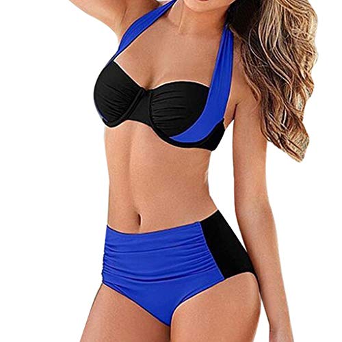 riou Bikinis Mujer 2019 Push Up Trajes de Baño Sexy Bikini con Cintura Alta Acolchado Cosiendo Color Dividido BañAdores Conjunto de Bikini con Relleno Mujeres Playa Beachwear