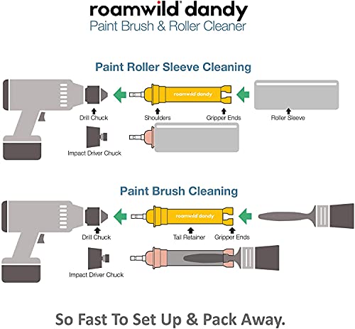 Roamwild Dandy PRO 2 en 1 – Limpiador de pinceles y rodillo de pintura herramienta de limpieza para siestas, se limpia en menos de 60 segundos.