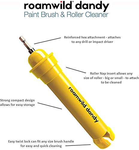 Roamwild Dandy PRO 2 en 1 – Limpiador de pinceles y rodillo de pintura herramienta de limpieza para siestas, se limpia en menos de 60 segundos.