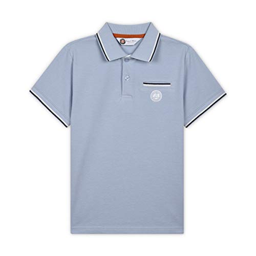 ROLAND GARROS piqué Manga Corta Polos de Color Celeste niño de 2 años 3 años-Polo de algodón de marca-RPOB0220-BLC-2 / 3A, Azul Claro, Unisex Adulto