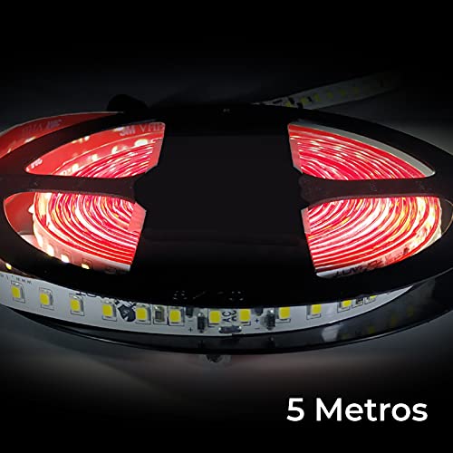 Rollo de 5 metros de Tira de Luz LED Directa a 220v. Color Blanco Frio (6500K). Impermeable. Corte cada 10cm.