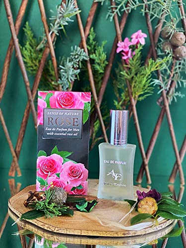 RoseMen Eau de Parfum para hombre por Aroma Essence, aroma cautivador para hombre con chypre fresco y notas acuáticas, perfume enriquecido con aceite de rosa de damascena, 35 ml