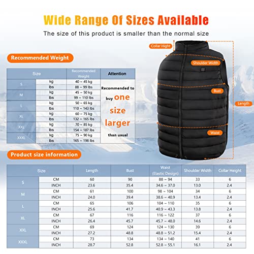 Rrtizan Chaleco con Calefacción Eléctrica USB, Chaqueta con 3 Niveles de Temperatura, Chalecos de Invierno Cálidos para Caza, Exteriores, Senderismo, Camping (Sin Batería)