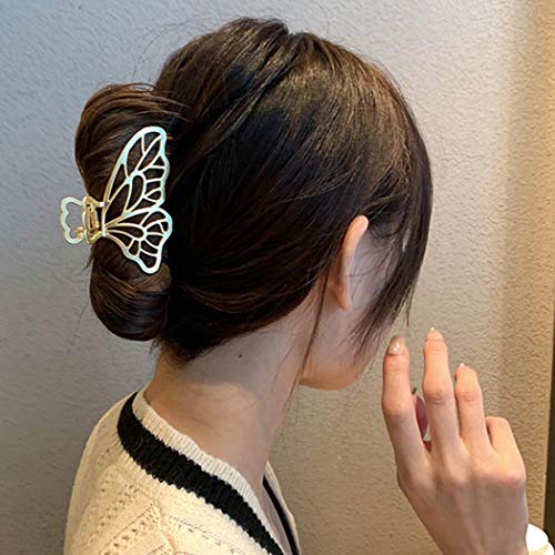 Runmi Pinzas para el cabello con mariposa, pinzas para el pelo, de metal, garras grandes para el cabello, accesorios para mujeres y niñas (2 unidades)