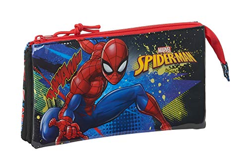 Safta Portatodo Triple de SpiderMan Go Hero, 220x30x120mm, Negro/Rojo, M (M744)