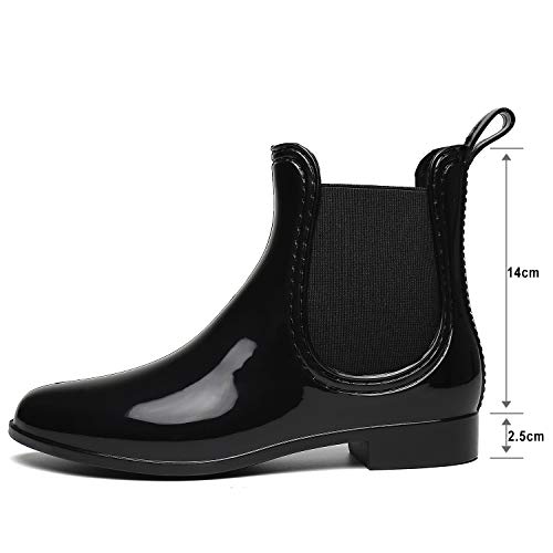 SAGUARO® Mujer Botas de Lluvia Festival Botas de Agua Muy Ligera Negro 39