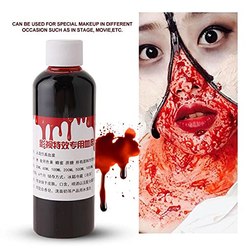 Sangre falsa de vampiro de Halloween, sangre falsa, cicatrices especiales de heridas de Halloween, maquillaje de fantasía de zombi, sangre falsa para maquillaje de monstruo zombi(100ml)