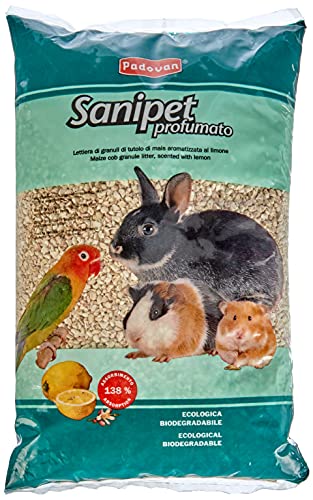 Sanipet - Arena perfumada de gránulos de tutol de maíz con Sabor a limón para Animales pequeños – 4 L