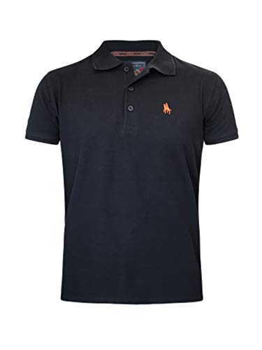 S&C Basic Polo Manga Corta Hombre Regular Fit (Azul Marino, L)