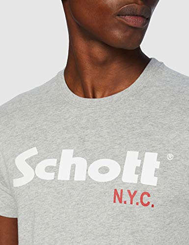 Schott NYC TS01MCLOGO Camisa, Negro/H.Grey, M (Pack de 2) para Hombre