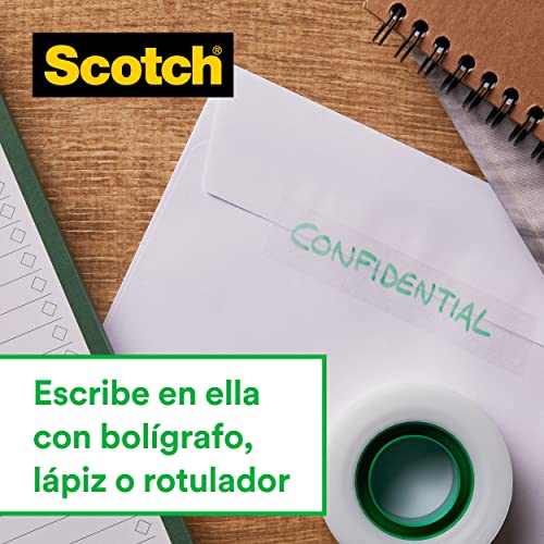 Scotch Dispensador para Cinta adhesiva - Modelo C60 para Cinta de hasta 19mm x 38m - Dispensador rellenable para la escuela, el hogar y la oficina - Incluye un rollo de cinta - Color negro y plata