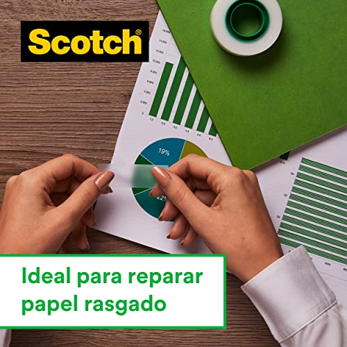 Scotch Dispensador para Cinta adhesiva - Modelo C60 para Cinta de hasta 19mm x 38m - Dispensador rellenable para la escuela, el hogar y la oficina - Incluye un rollo de cinta - Color negro y plata