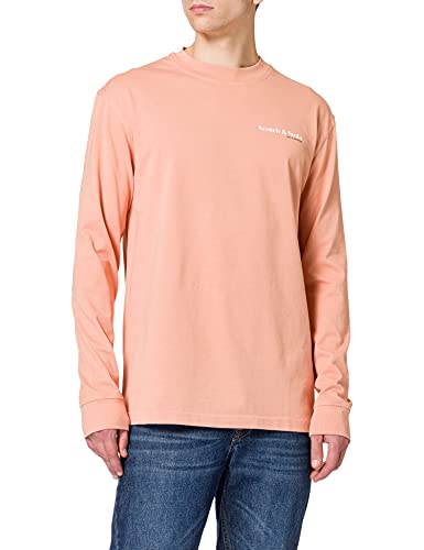 Scotch & Soda Organic Cotton-Jersey Longsleeve tee with Chest Print Camiseta, Pink Horizon 4230, XL para Hombre