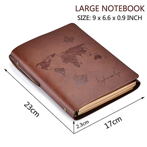 SEEALLDE A5 Cuaderno de Cuero Libreta Hojas Blancas Cuaderno de Viaje Vintage Rellenable Bloc Notas Diarios para Escribir Pintura San Valentín Cumpleaños Aniversario Madre