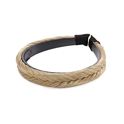 SEGO Extensiones de Cabello Diademas Trenzadas Elásticas Mujer Pelo Sintético Se Ve Natural Accesorios Fishtail Braided Hair Headband Head Hoop [Rubio Ceniza]