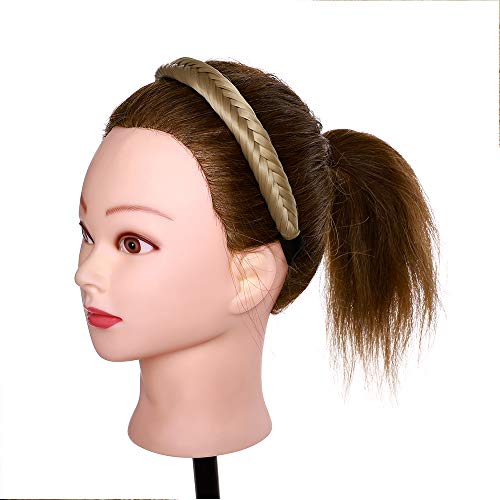 SEGO Extensiones de Cabello Diademas Trenzadas Elásticas Mujer Pelo Sintético Se Ve Natural Accesorios Fishtail Braided Hair Headband Head Hoop [Rubio Ceniza]