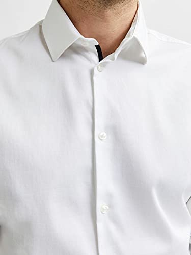 SELECTED HOMME Slhslimflex-Park LS B Noos-Camiseta Camisa, Blanco Brillante 1, L para Hombre