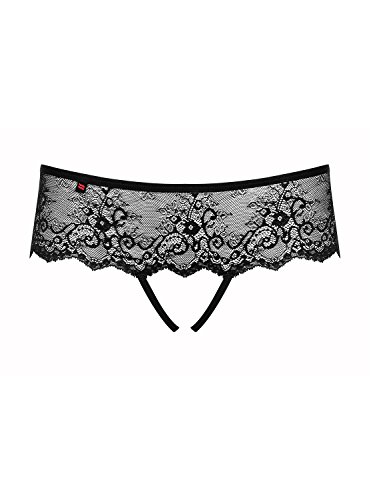 Selente Love & Fun - Tanga para mujer, atractivo, cómodo, parcialmente como arriba, Black-wide overt, S-M